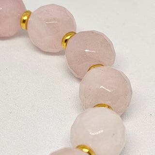 Rose Quartz (Faceted) 18K Gold Filled Toggle Bracelet with Pearl Dangle