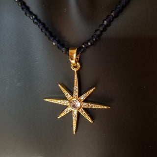 Sapphire 18K Gold FilledToggle Necklace With CZ Guiding Star