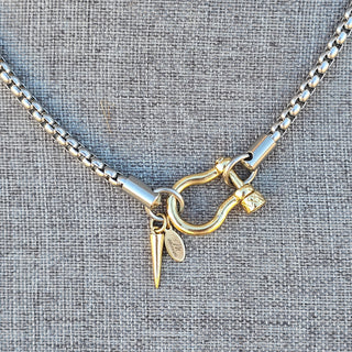 Shacle Clasp Necklace with Spike -20 (cm) x 17 (cm) Shackle-18k Gold Filled Shackle with Stainless Steel Necklace