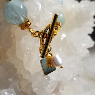 Aquamarine 18K Gold Filled Toggle (12mm) Bracelet