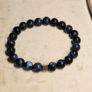 Blue Hawk Eye (10mm) Logo Bracelet