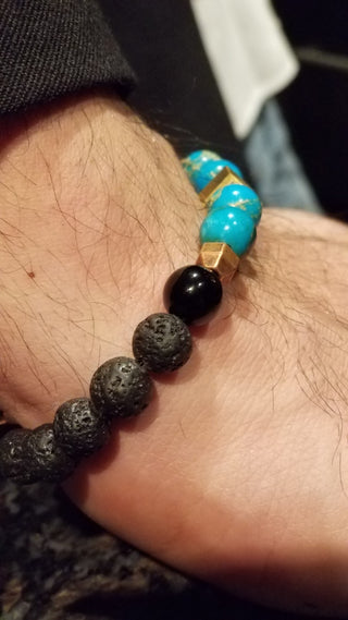 Black Lava, Onyx and Torquoise Bracelet