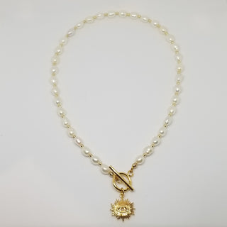 Fresh Water Pearl Necklace 18K Gold Filled Toggle Necklace