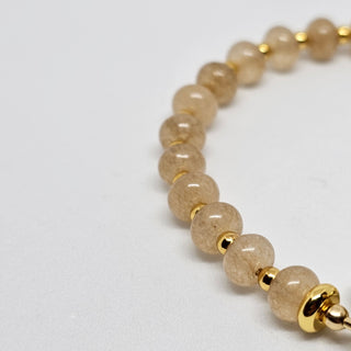 Rutile Quartz (Golden) Gold Filled Toggle Bracelet with Pearl Dangle