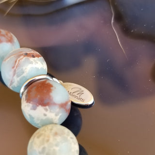 Snake Skin Jasper (10mm) with Stainless Steel Tier Charm