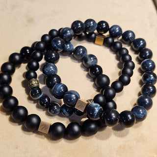 Blue Hawk Eye (10mm) Logo Bracelet