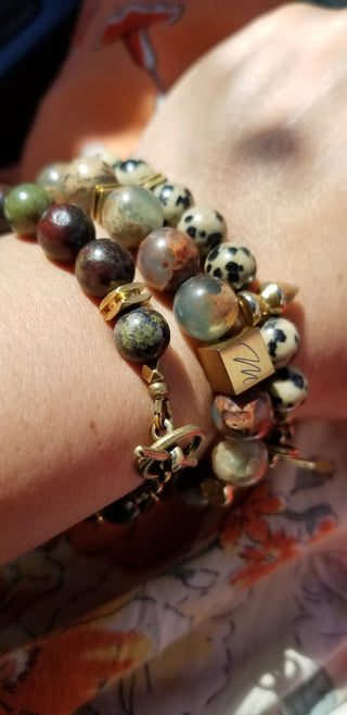 Snake Skin Jasper - Black Lava - Dalmation (Bracelet Set of Three)