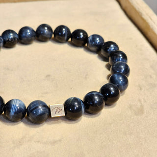 Blue Hawk Eye (10mm) Logo Bracelet