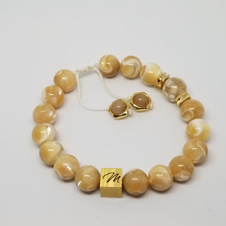 Mother of Pearl  (10mm) Logo Braided Bracelet