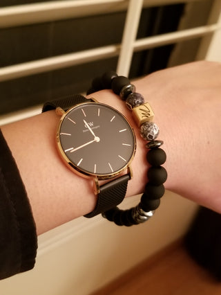 Black Onyx, Map Jasper & Hematite Logo Bracelet