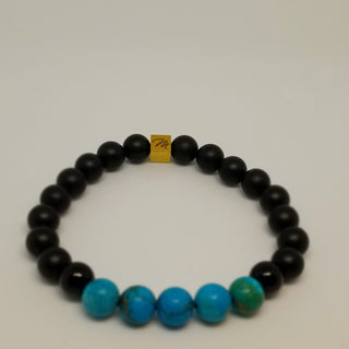 Turquoise and Black Onyx (Matt & Shiny 8mm) Bracelet