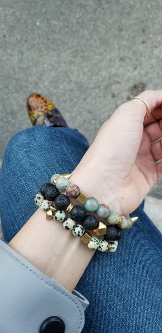 Snake Skin Jasper - Black Lava - Dalmation (Bracelet Set of Three)