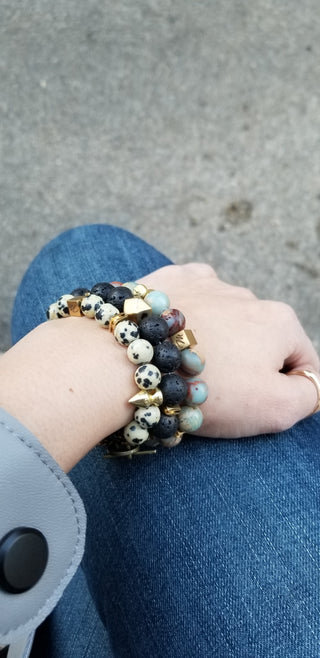 Snake Skin Jasper - Black Lava - Dalmation (Bracelet Set of Three)