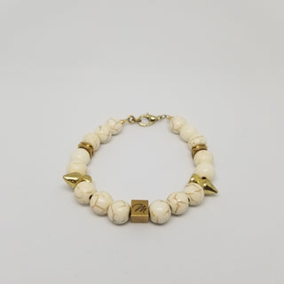 Magnesite White Torquoise (10mm) Logo Bracelet