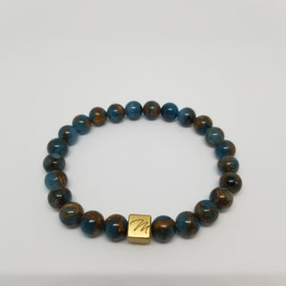 Lake Blue Cloisonne Jasper Gold aMonnatti Bracelet 8mm