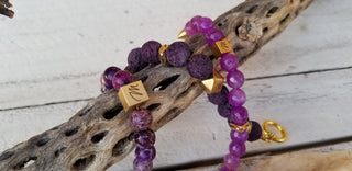 Purple Lava (10mm) Hexi Antiqued Gold Toggle Bracelet