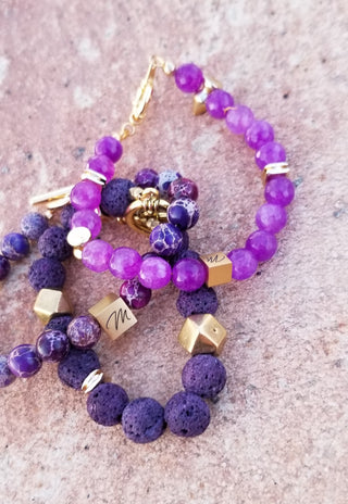 Amethyst (Faceted 8mm) 18k Gold Filled Toggle Bracelet