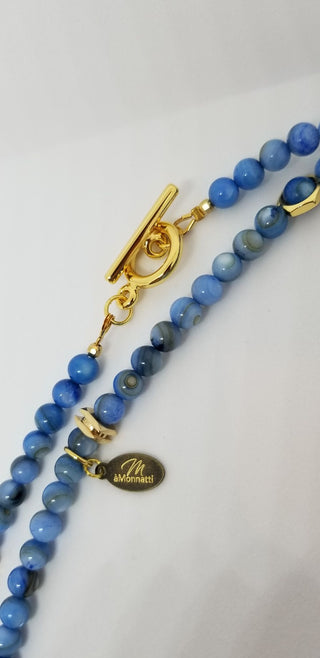 Blue Shell Wrap 18K Gold Filled Toggle Necklace or-and Bracelet