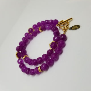 Purple Jade Wrap 18K Gold Filled Toggle Necklace or Bracelet