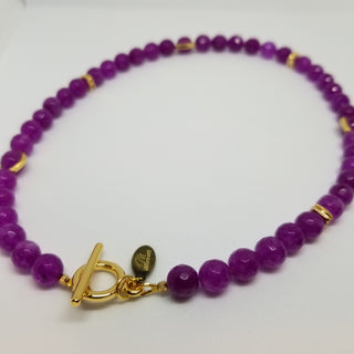 Purple Jade Wrap 18K Gold Filled Toggle Necklace or Bracelet