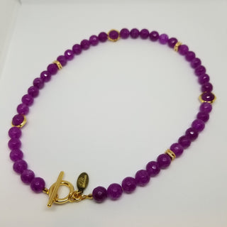 Purple Jade Wrap 18K Gold Filled Toggle Necklace or Bracelet