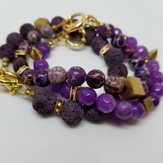 Amethyst (Faceted 8mm) 18k Gold Filled Toggle Bracelet