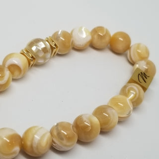 Mother of Pearl  (10mm) Logo Braided Bracelet