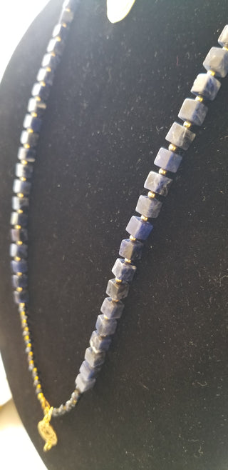 Sodalite (Square) Gold Filled Long Necklace