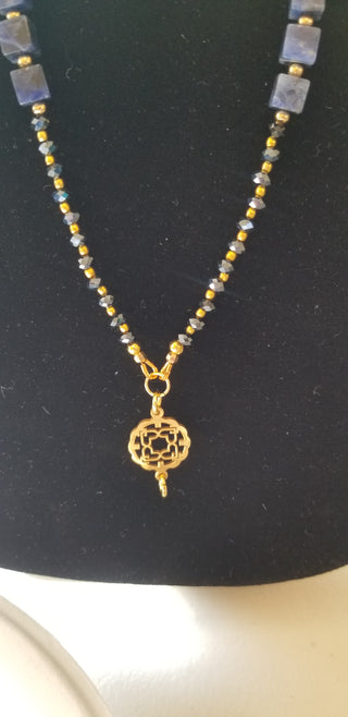 Sodalite (Square) Gold Filled Long Necklace