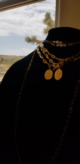 Sodalite (Square) Gold Filled Long Necklace