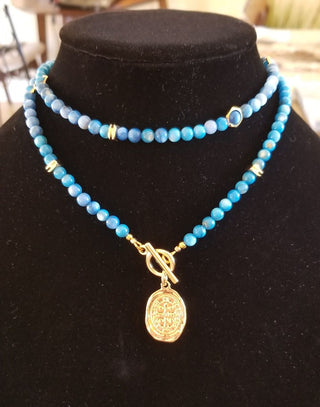 Blue Shell Wrap 18K Gold Filled Toggle Necklace or-and Bracelet