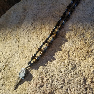 Time Flies Necklace ~ Hematite & Tiger Eye