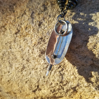 Hematite and Lava Stone Feather Necklace in Sterling Silver