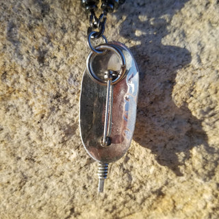 Hematite and Lava Stone Feather Necklace in Sterling Silver