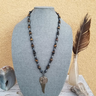 Time Flies Necklace ~ Hematite & Tiger Eye