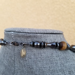 Time Flies Necklace ~ Hematite & Tiger Eye