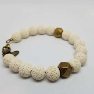 Ivory Lava(10mm) Hexi Antiqued Gold Clasp