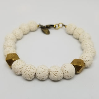 Ivory Lava(10mm) Hexi Antiqued Gold Clasp