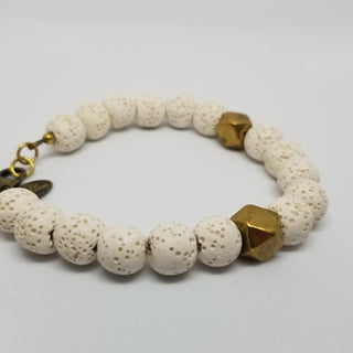 Ivory Lava(10mm) Hexi Antiqued Gold Clasp