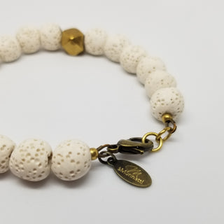 Ivory Lava(10mm) Hexi Antiqued Gold Clasp