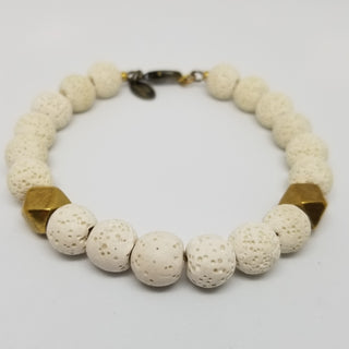 Ivory Lava(10mm) Hexi Antiqued Gold Clasp