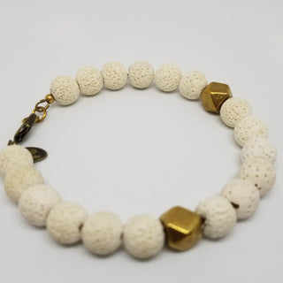 Ivory Lava(10mm) Hexi Antiqued Gold Clasp