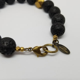 Black Lava Hexi Matt (10mm) Lobster Clasp Bracelet