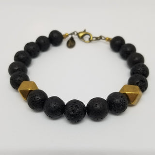 Black Lava Hexi Matt (10mm) Lobster Clasp Bracelet