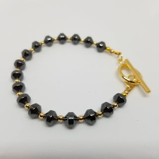 Hematite Cone 18K Gold Filled Toggle Bracelet