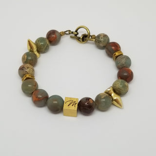 Snake Skin Jasper  Matt Spike (10mm ) Matt Toggle Bracelet