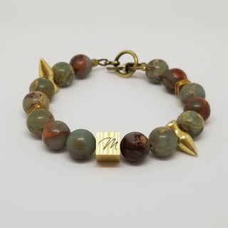 Snake Skin Jasper  Matt Spike (10mm ) Matt Toggle Bracelet