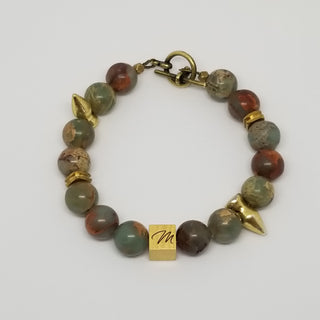 Snake Skin Jasper  Matt Spike (10mm ) Matt Toggle Bracelet