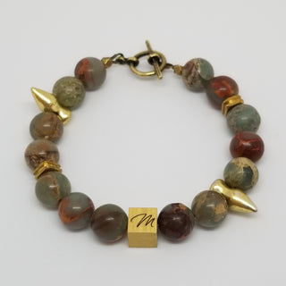 Snake Skin Jasper  Matt Spike (10mm ) Matt Toggle Bracelet