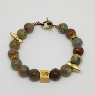 Snake Skin Jasper  Matt Spike (10mm ) Matt Toggle Bracelet